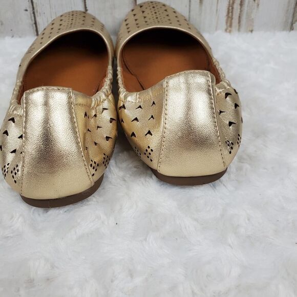Franco Sarto Brewer Leather Ballet Flats Metallic Gold Size 6 - Picture 6 of 10